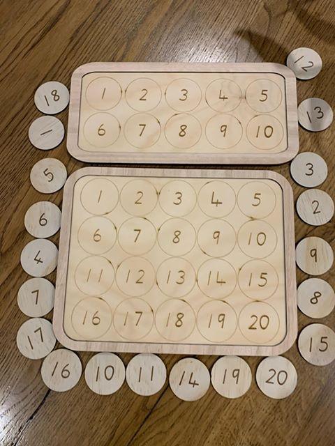 Wooden matching numbers 1-10 table set - Tiny Memories Laser