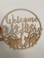 Welcome to Blue gum room name - circle design - Tiny Memories Laser