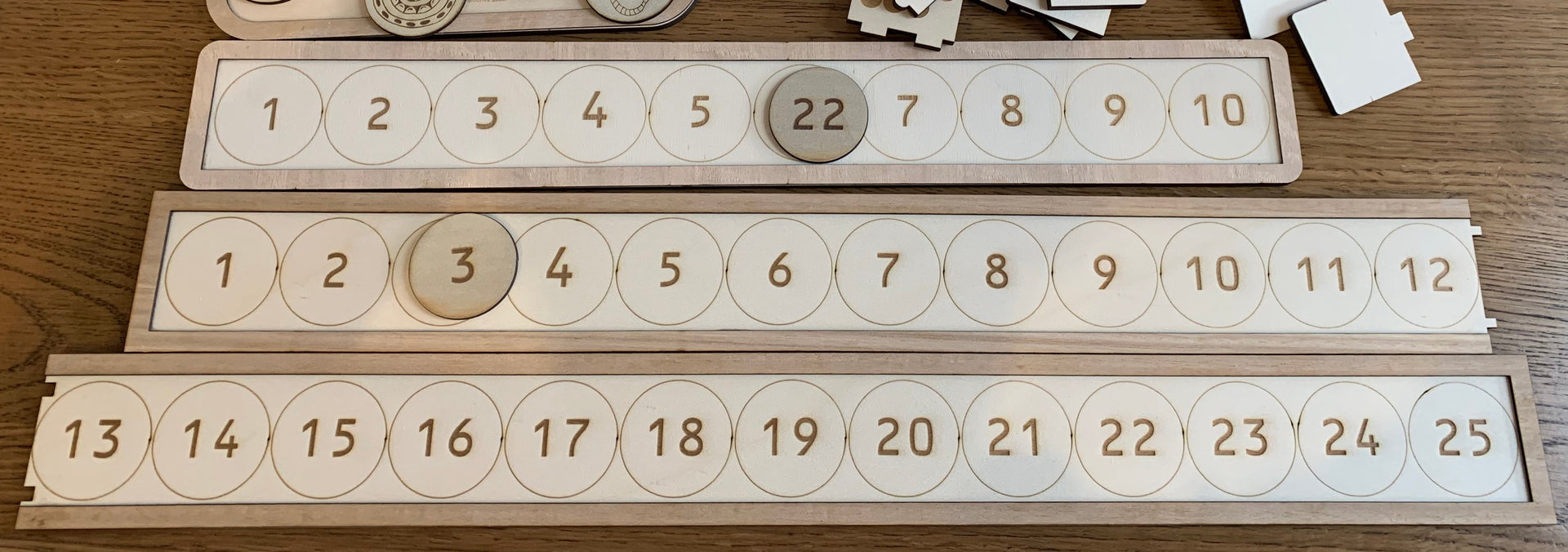 Wooden matching numbers 1-10 - long table set - Tiny Memories Laser