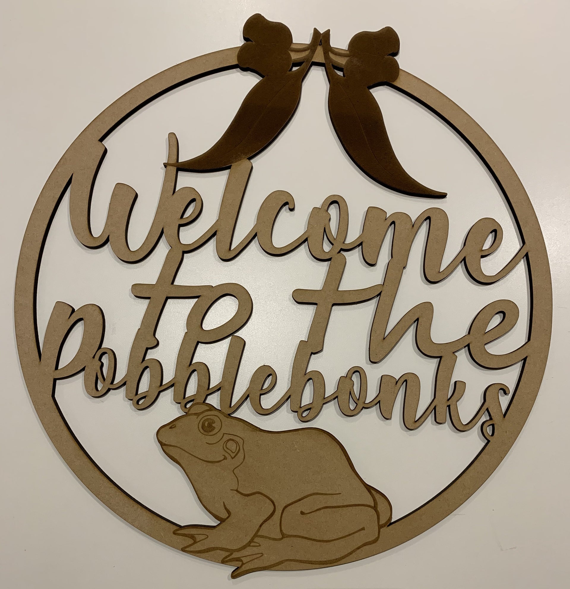 Welcome to Pobblebonks room name - circle design - Tiny Memories Laser