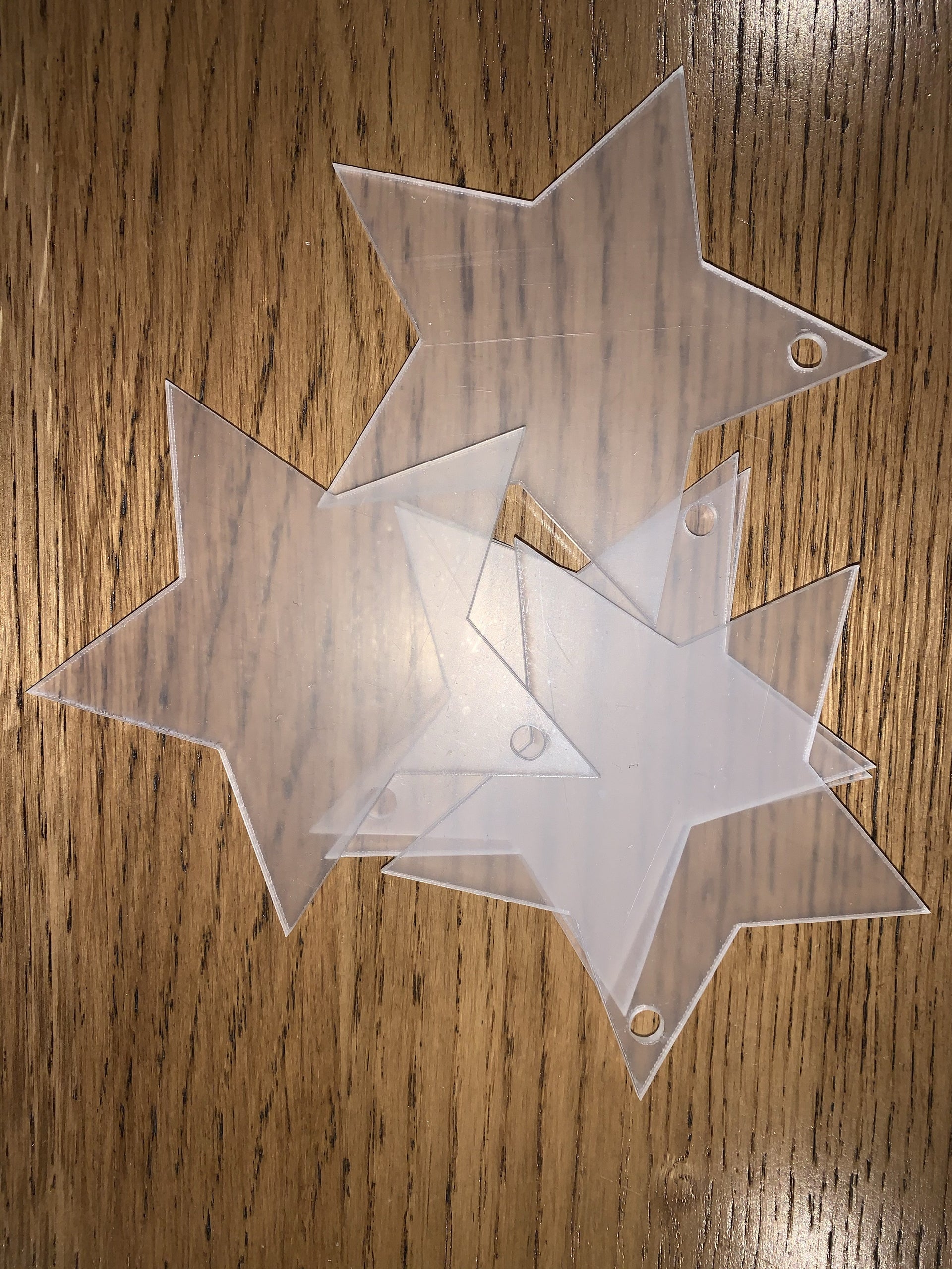 Christmas star decorations - clear acrylic - Tiny Memories Laser