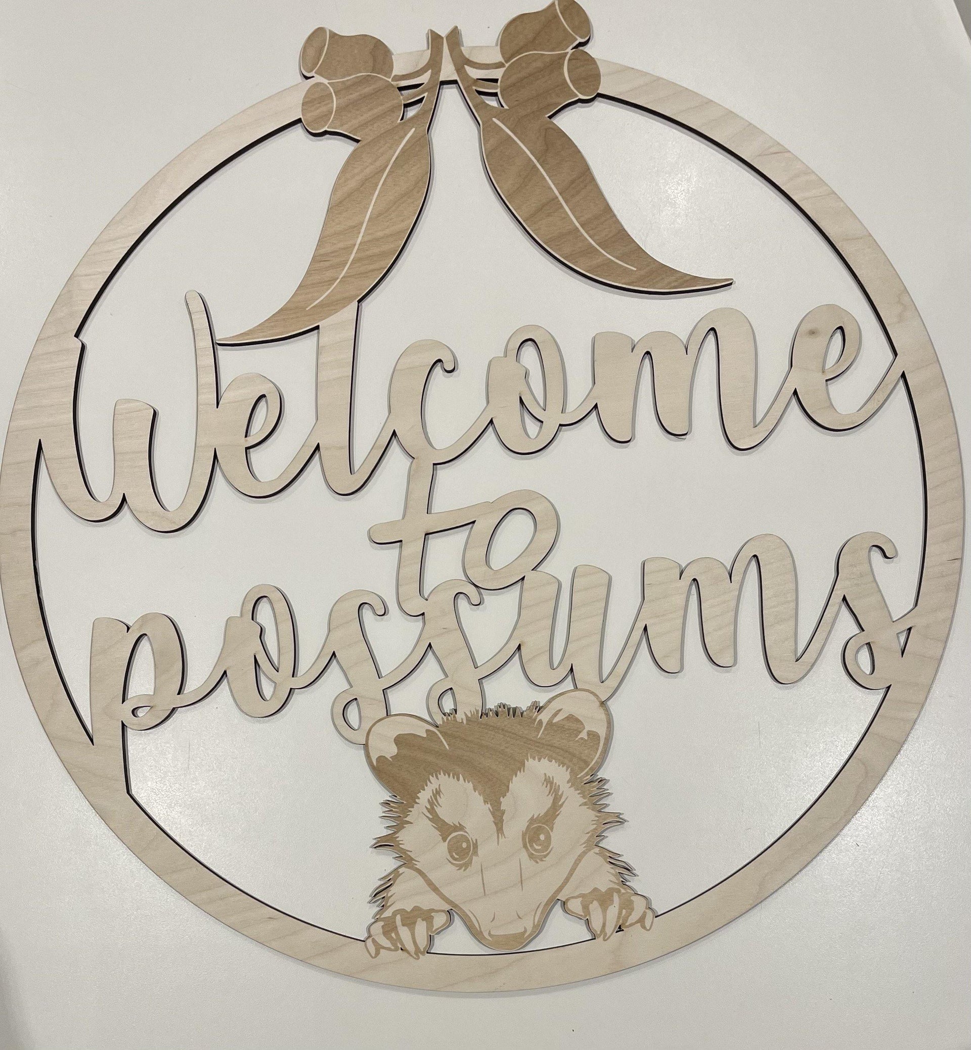 Welcome to Possum room name - circle design - Tiny Memories Laser