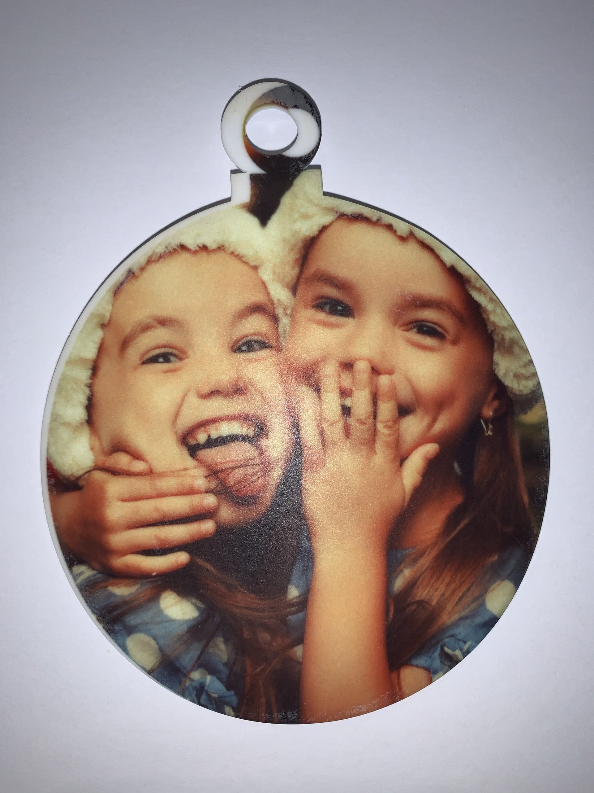 Christmas acrylic ornaments with photo - Tiny Memories Laser