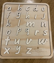Wooden matching alphabet shapes table set - Tiny Memories Laser
