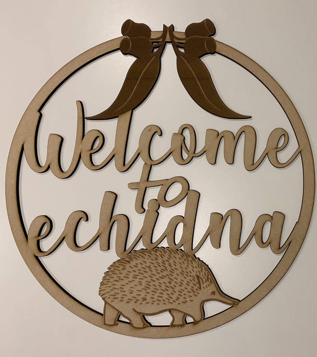 Welcome to Echidna room name  - circle design - Tiny Memories Laser