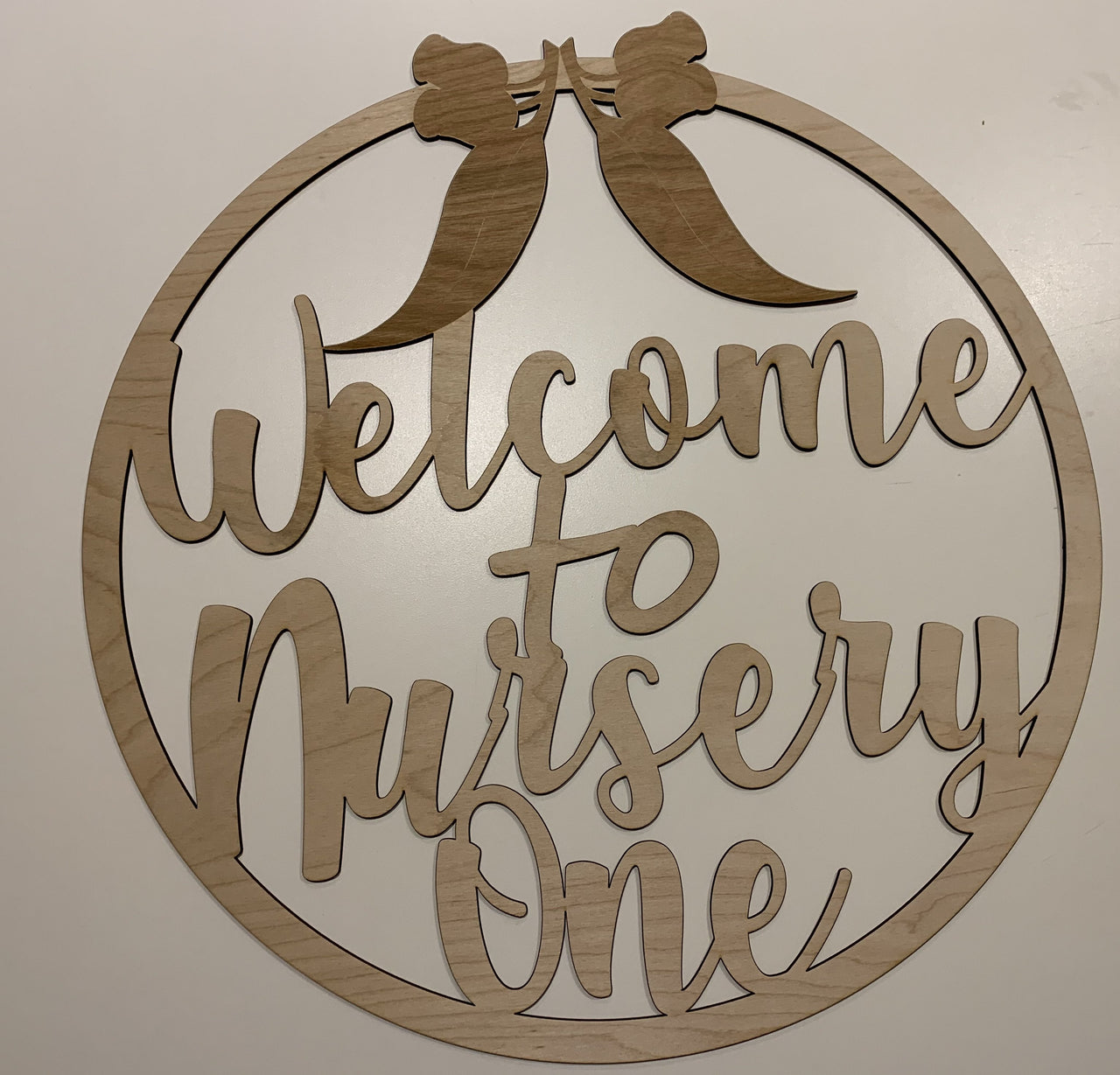 Welcome to Nursery One room name - circle design - Tiny Memories Laser